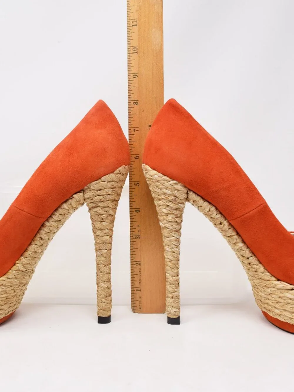 Mojo Moxy Tropicana Platform Pumps 7.5 B Orange Espadrille Heels New Open Peep